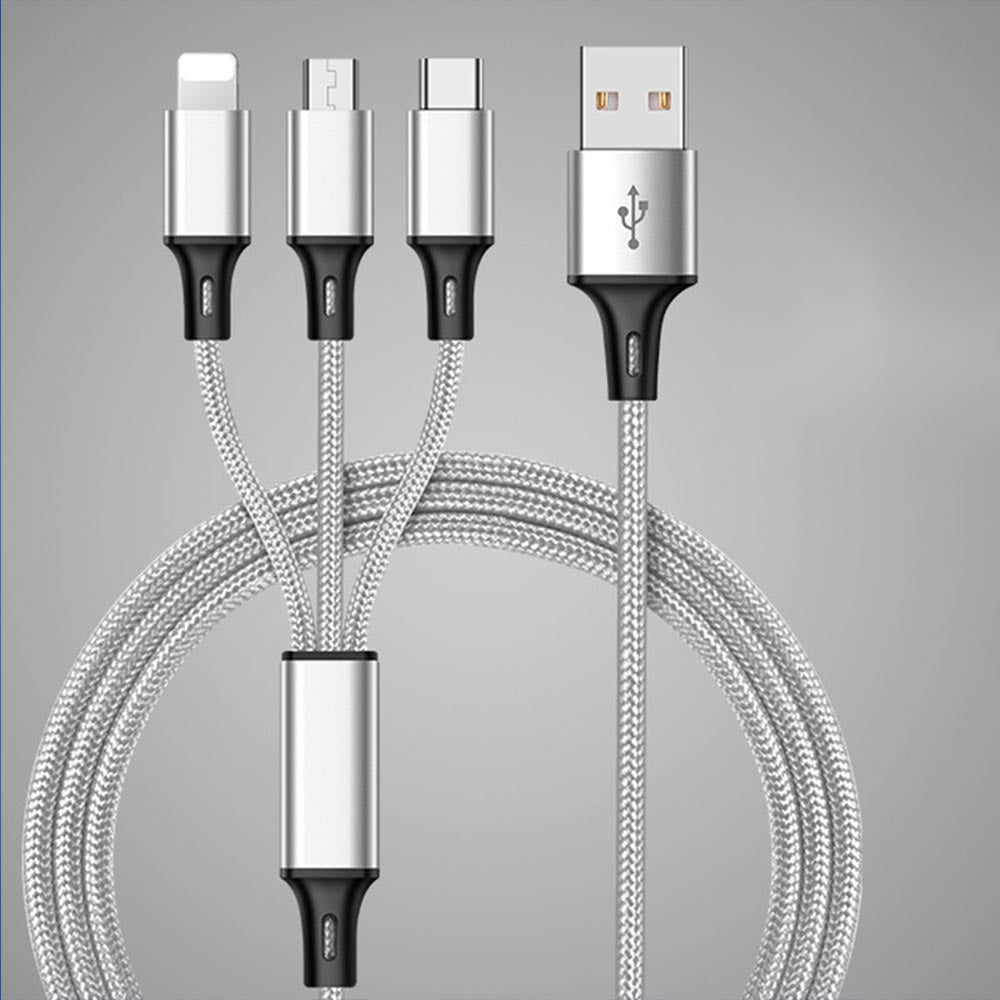 One drag three data line braided fast charge charging line for Apple, Android, Type-c mobile phone three-in-one data cable three