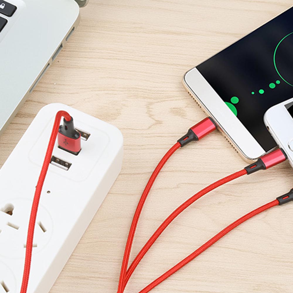One drag three data line braided fast charge charging line for Apple, Android, Type-c mobile phone three-in-one data cable three
