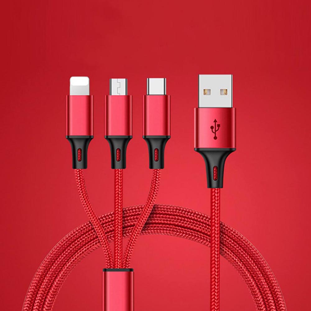 One drag three data line braided fast charge charging line for Apple, Android, Type-c mobile phone three-in-one data cable three