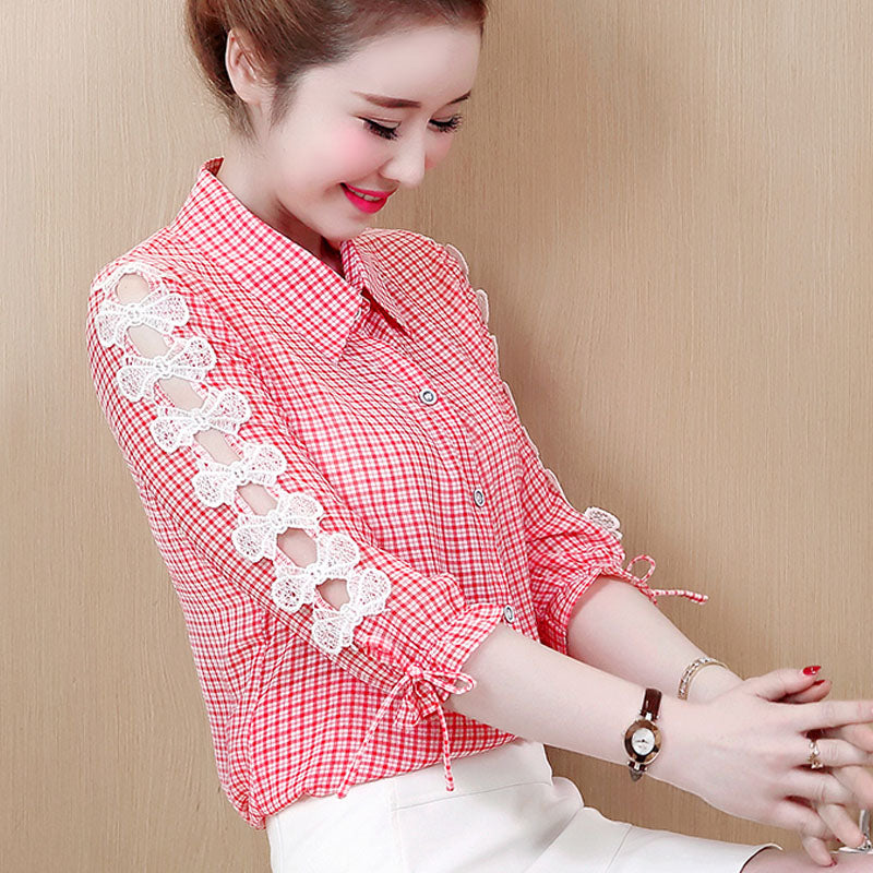 Loose ruffled collar chiffon solid color shirt