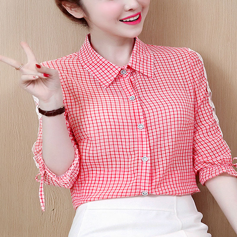 Loose ruffled collar chiffon solid color shirt