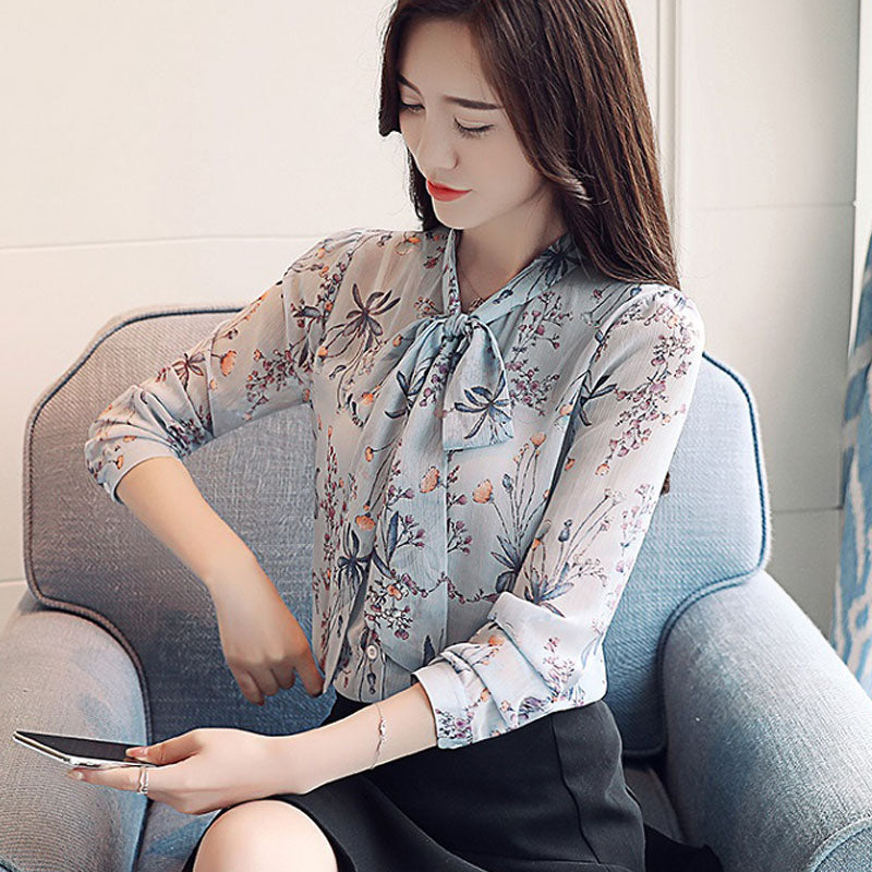 Loose ruffled collar chiffon solid color shirt