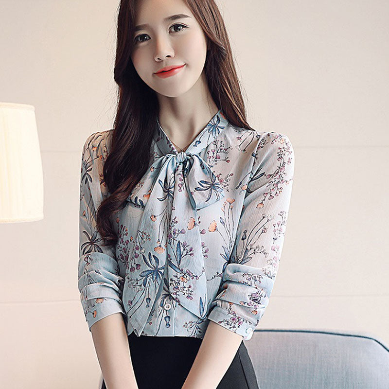 Loose ruffled collar chiffon solid color shirt