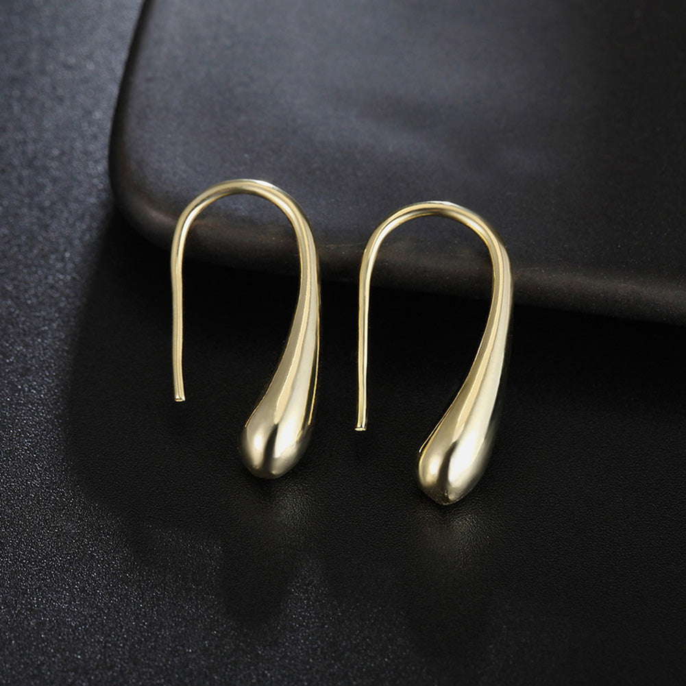 Fashion Golden Tone Women Water-drop Shape Hook Earrings Jewelry Valentines Gift