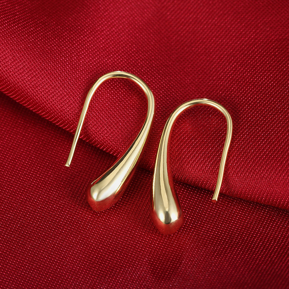 Fashion Golden Tone Women Water-drop Shape Hook Earrings Jewelry Valentines Gift