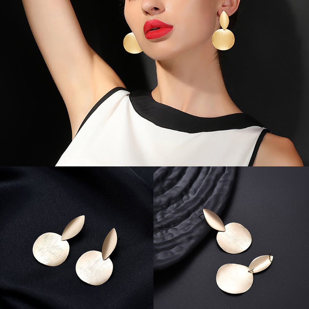Fashion Women Alloy Round Dangle Stud Earrings Statement Party Jewelry Gift