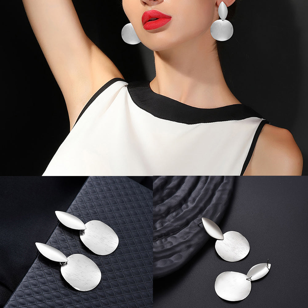 Fashion Women Alloy Round Dangle Stud Earrings Statement Party Jewelry Gift