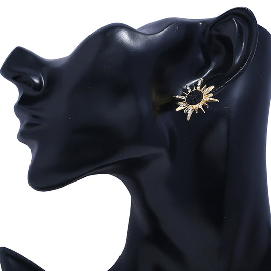 Boho Women Sun Style Shiny Rhinestone Ear Stud Earrings Punk Club Party Jewelry