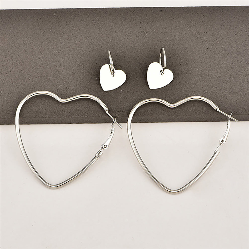 1Pair Fashion Women Party Jewelry Decor Love Heart Design Dangle Hoop Earrings