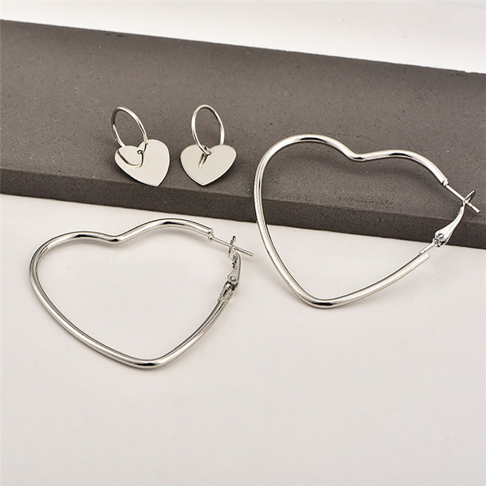 1Pair Fashion Women Party Jewelry Decor Love Heart Design Dangle Hoop Earrings