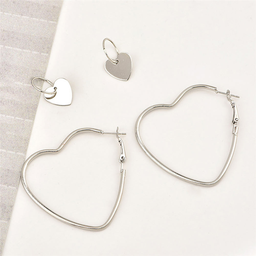 1Pair Fashion Women Party Jewelry Decor Love Heart Design Dangle Hoop Earrings