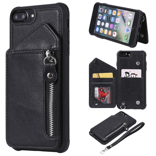 For iPhone 6 Plus/6S Plus Case Zipper Humanized Card Slot Design Cover Double buckle Stand shockproof For iPhone 7 Plus/8 Plus