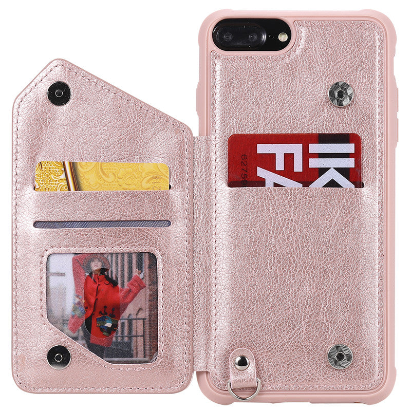 For iPhone 6 Plus/6S Plus Case Zipper Humanized Card Slot Design Cover Double buckle Stand shockproof For iPhone 7 Plus/8 Plus