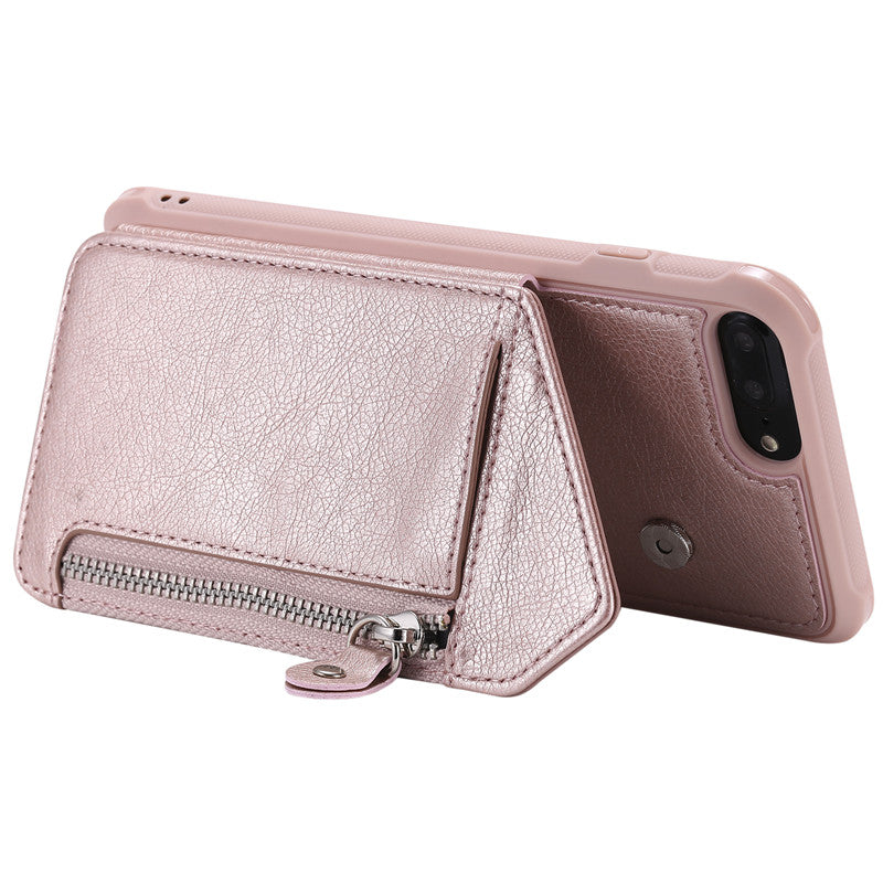 For iPhone 6 Plus/6S Plus Case Zipper Humanized Card Slot Design Cover Double buckle Stand shockproof For iPhone 7 Plus/8 Plus