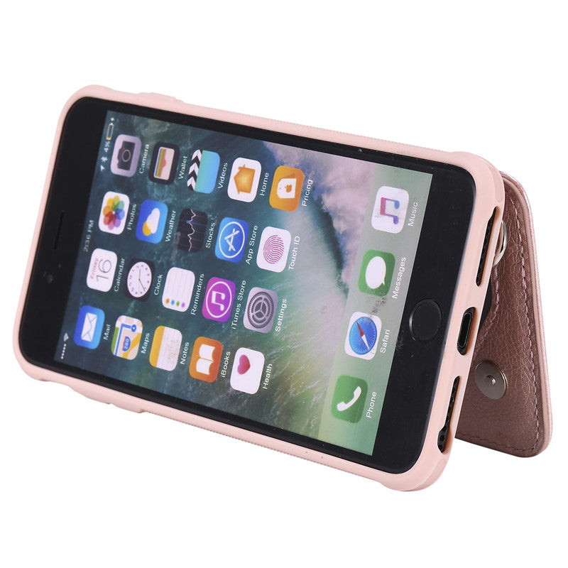 For iPhone 6 Plus/6S Plus Case Zipper Humanized Card Slot Design Cover Double buckle Stand shockproof For iPhone 7 Plus/8 Plus