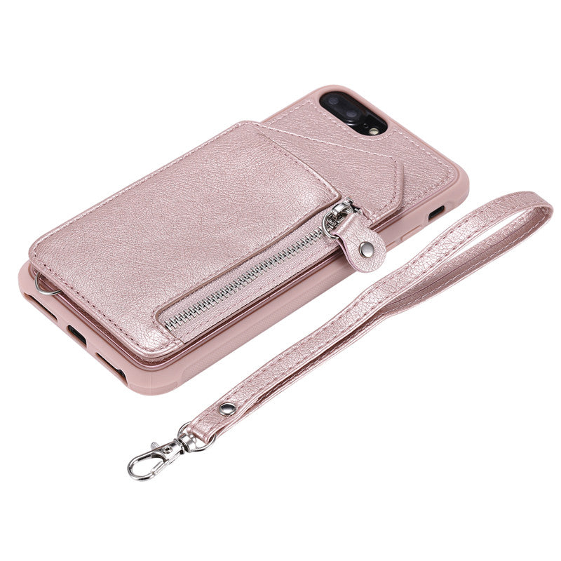 For iPhone 6 Plus/6S Plus Case Zipper Humanized Card Slot Design Cover Double buckle Stand shockproof For iPhone 7 Plus/8 Plus