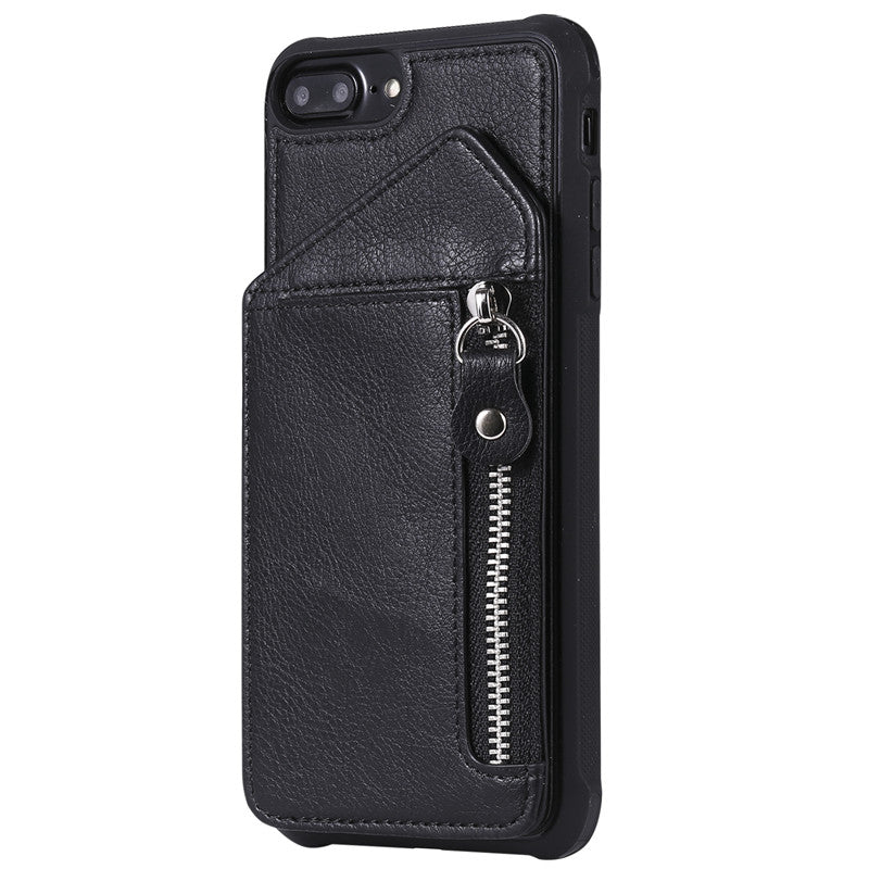 For iPhone 6 Plus/6S Plus Case Zipper Humanized Card Slot Design Cover Double buckle Stand shockproof For iPhone 7 Plus/8 Plus
