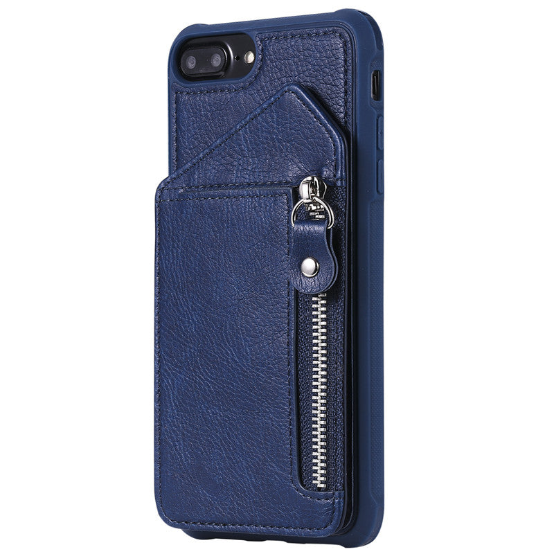 For iPhone 6 Plus/6S Plus Case Zipper Humanized Card Slot Design Cover Double buckle Stand shockproof For iPhone 7 Plus/8 Plus