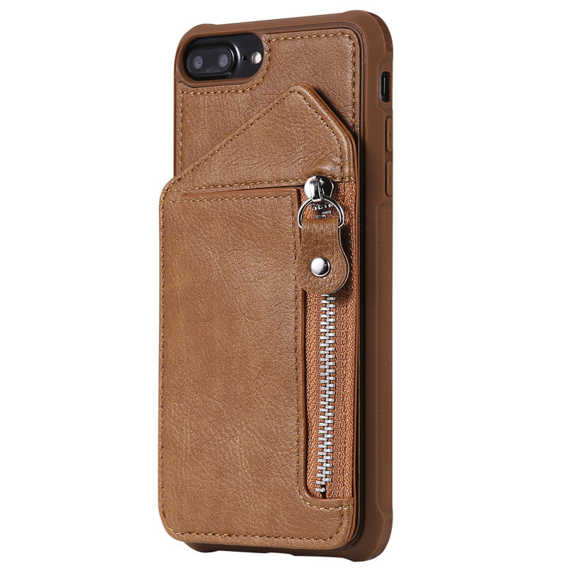 For iPhone 6 Plus/6S Plus Case Zipper Humanized Card Slot Design Cover Double buckle Stand shockproof For iPhone 7 Plus/8 Plus