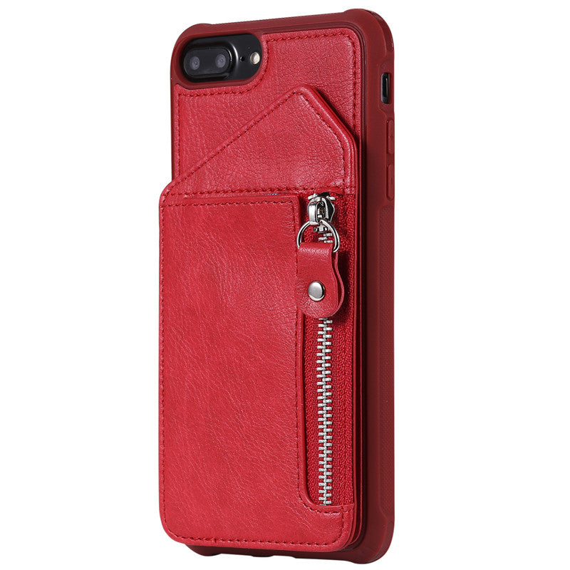 For iPhone 6 Plus/6S Plus Case Zipper Humanized Card Slot Design Cover Double buckle Stand shockproof For iPhone 7 Plus/8 Plus