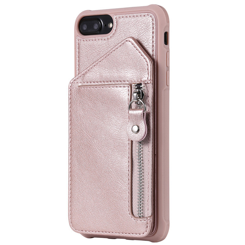 For iPhone 6 Plus/6S Plus Case Zipper Humanized Card Slot Design Cover Double buckle Stand shockproof For iPhone 7 Plus/8 Plus