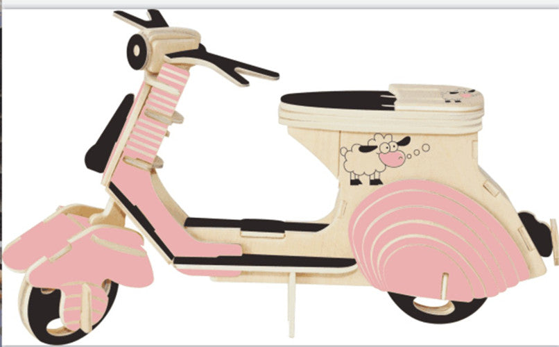 Children's wooden hand puzzle model Sheep motorcycle parent-child game toy