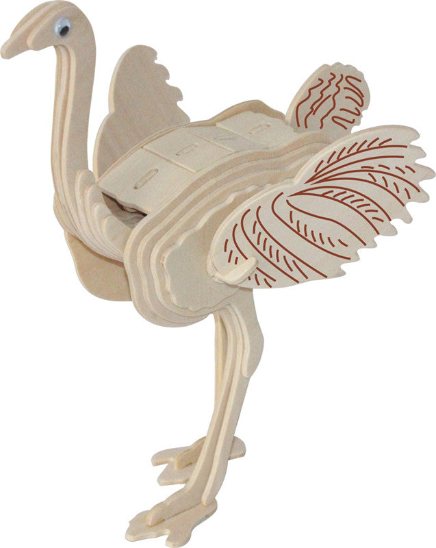 Children's wooden hand-jigsaw instrument model ostrich parent-child game toy