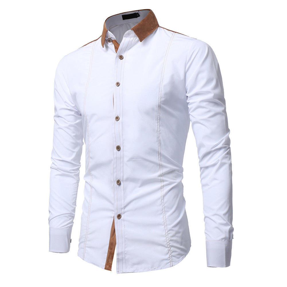 Men's Fashion Cotton Blend Turn-Down Collar Assorted Color Long Sleeve Shirts