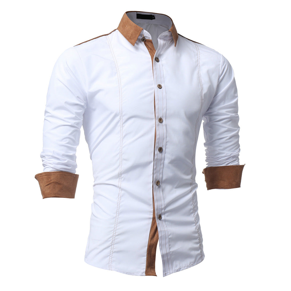 Men's Fashion Cotton Blend Turn-Down Collar Assorted Color Long Sleeve Shirts