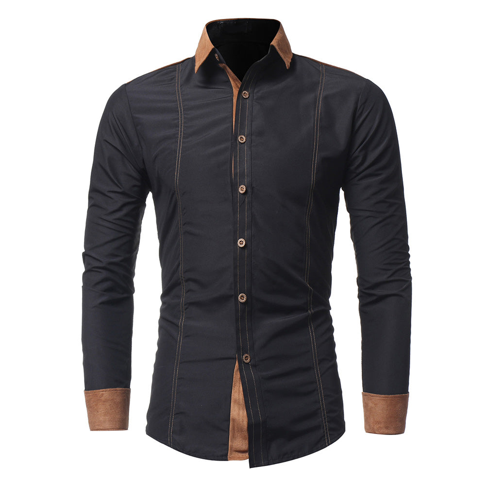 Men's Fashion Cotton Blend Turn-Down Collar Assorted Color Long Sleeve Shirts