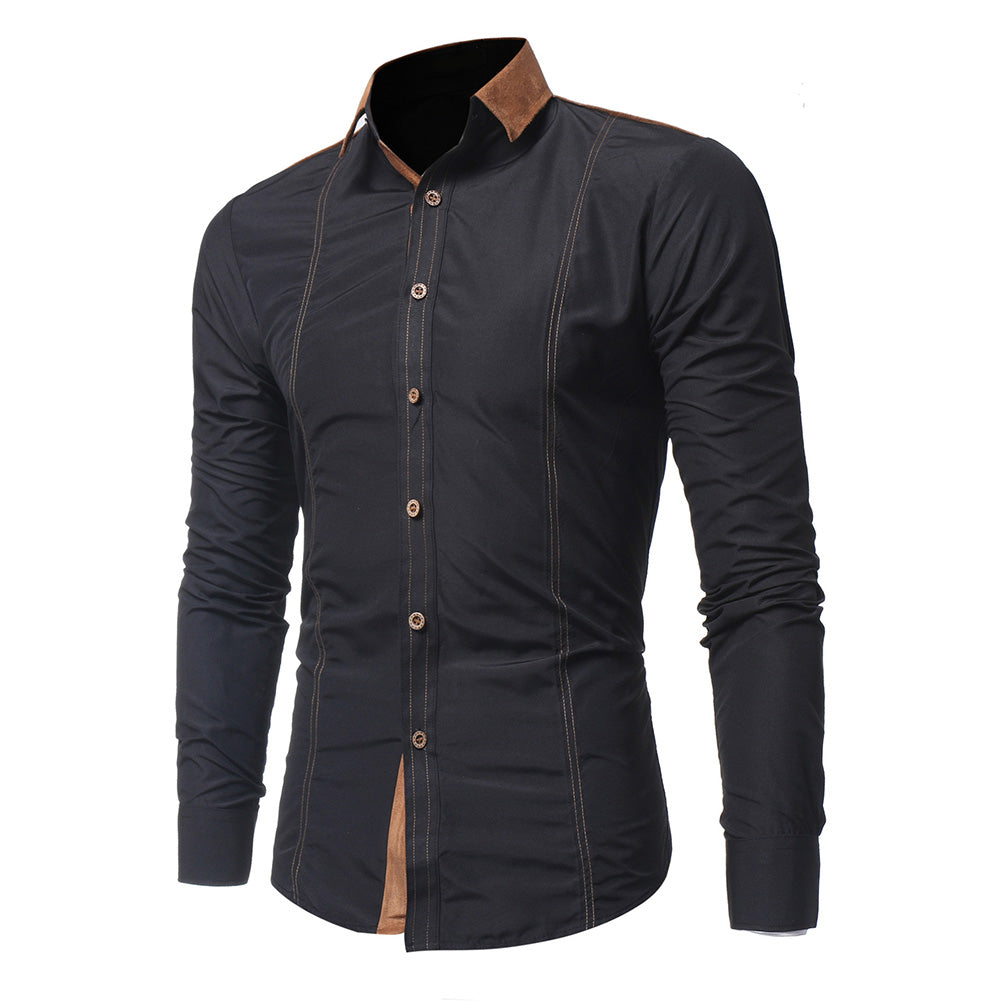 Men's Fashion Cotton Blend Turn-Down Collar Assorted Color Long Sleeve Shirts