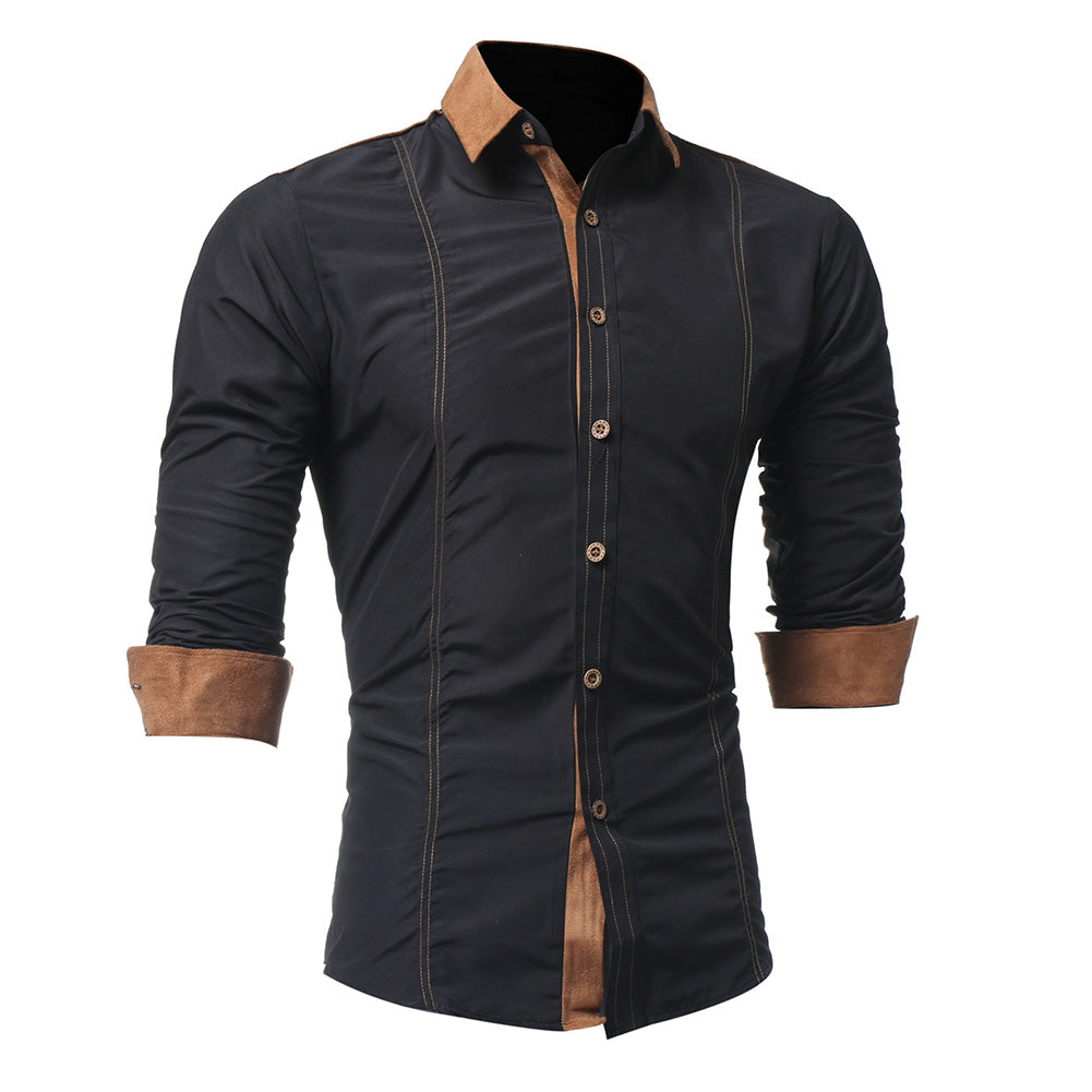 Men's Fashion Cotton Blend Turn-Down Collar Assorted Color Long Sleeve Shirts