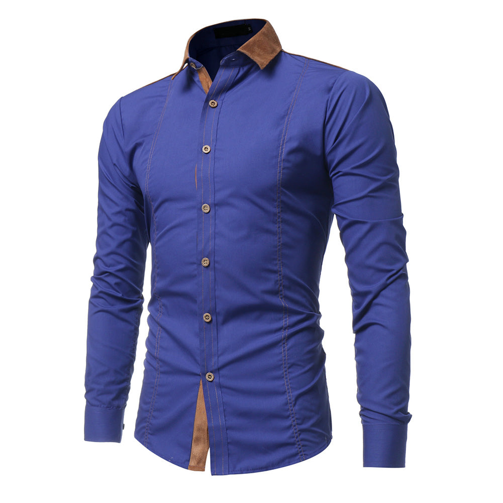 Men's Fashion Cotton Blend Turn-Down Collar Assorted Color Long Sleeve Shirts