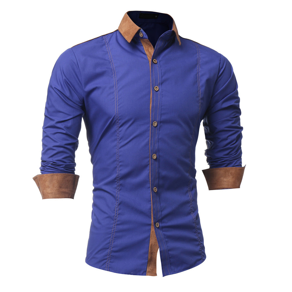 Men's Fashion Cotton Blend Turn-Down Collar Assorted Color Long Sleeve Shirts