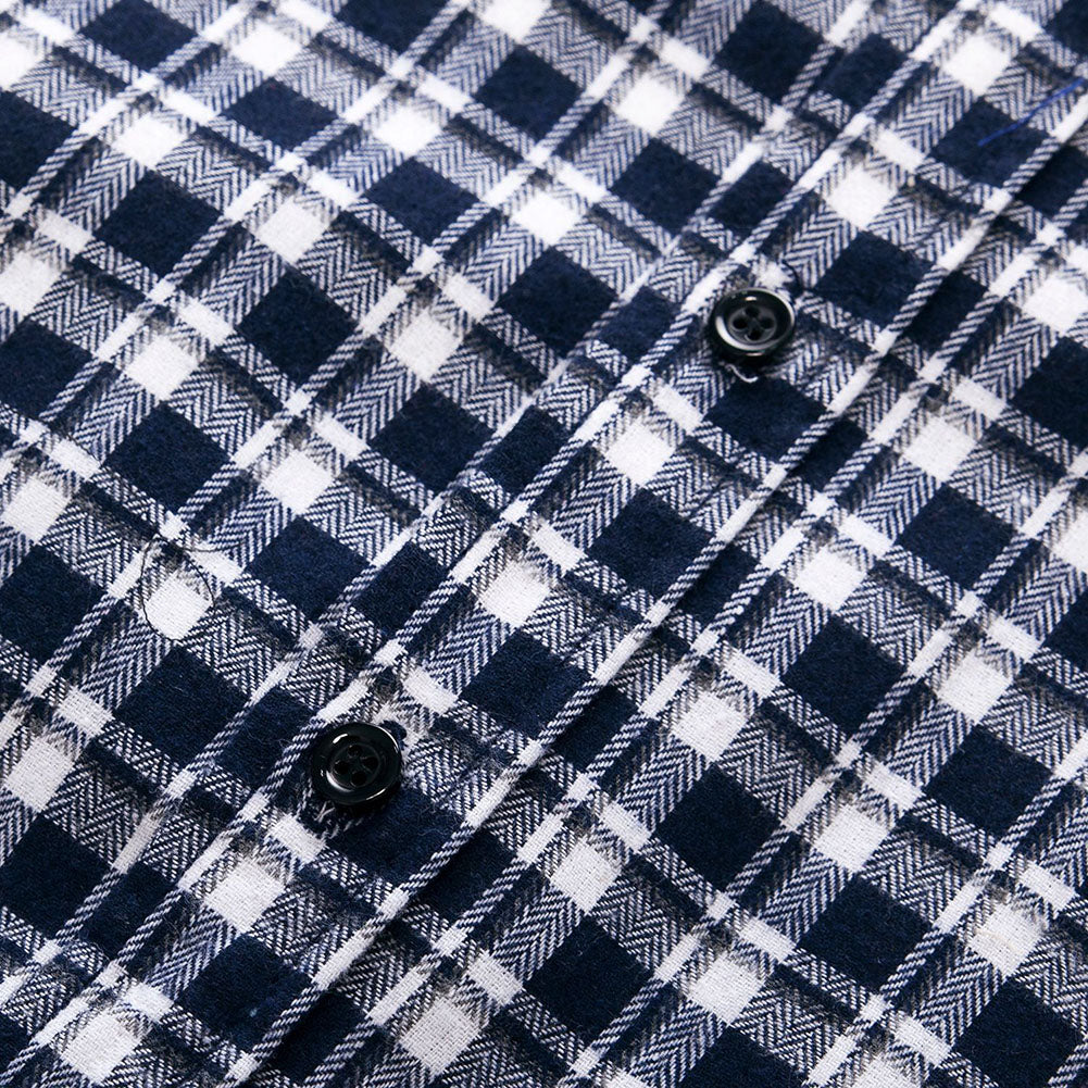 Casual Plaid Print Pocket Men Shirt Turn Down Collar Long Sleeve Slim Fit Top