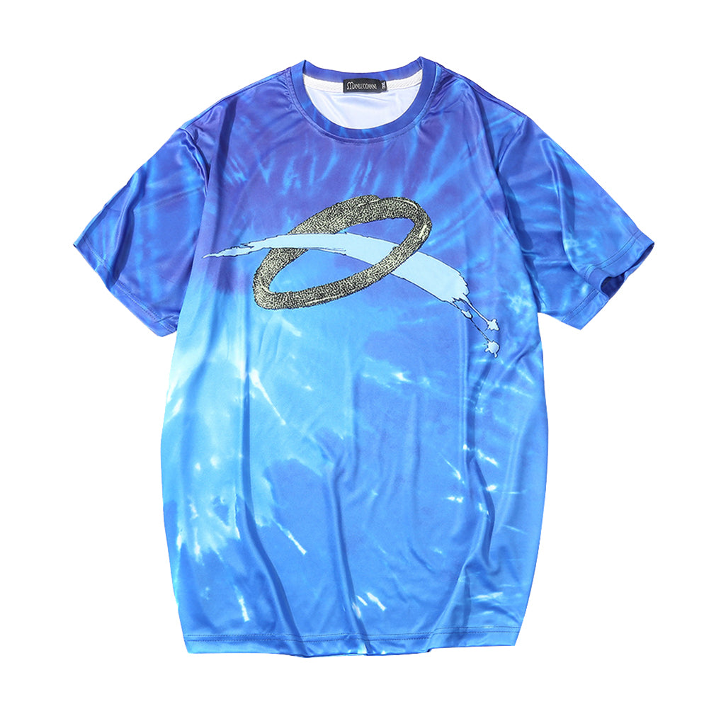 Men's Spring Summer Short Sleeve 3D Loose O Collar T-Shirt Fashion Print Top