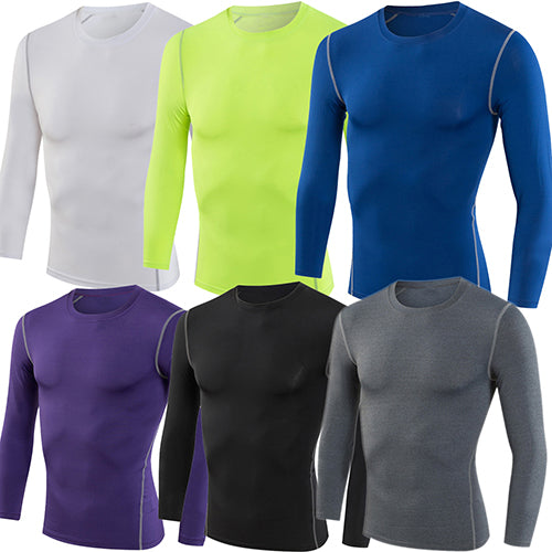 Men's Long Sleeve Crew Neck Base Layer Compression Slim Fit Tee Sports Shirt