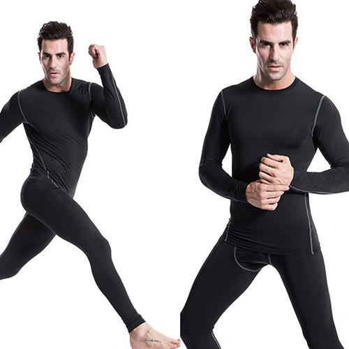 Men's Long Sleeve Crew Neck Base Layer Compression Slim Fit Tee Sports Shirt