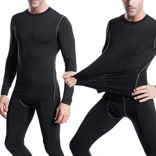 Men's Long Sleeve Crew Neck Base Layer Compression Slim Fit Tee Sports Shirt