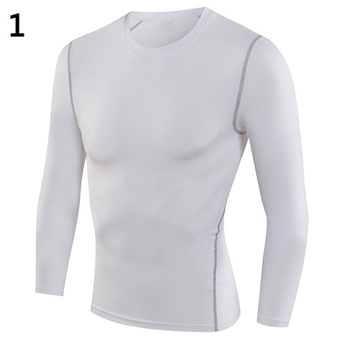 Men's Long Sleeve Crew Neck Base Layer Compression Slim Fit Tee Sports Shirt