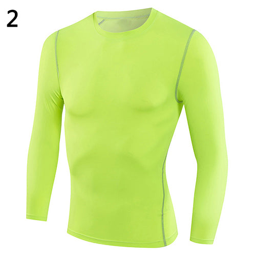 Men's Long Sleeve Crew Neck Base Layer Compression Slim Fit Tee Sports Shirt