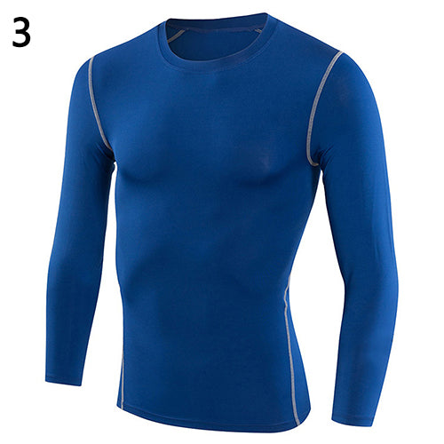 Men's Long Sleeve Crew Neck Base Layer Compression Slim Fit Tee Sports Shirt