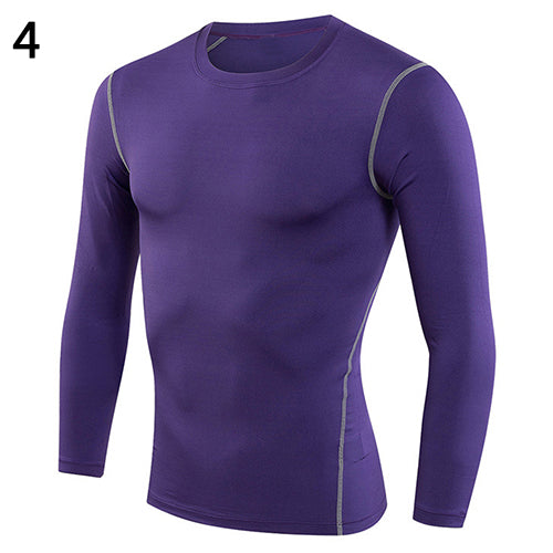 Men's Long Sleeve Crew Neck Base Layer Compression Slim Fit Tee Sports Shirt