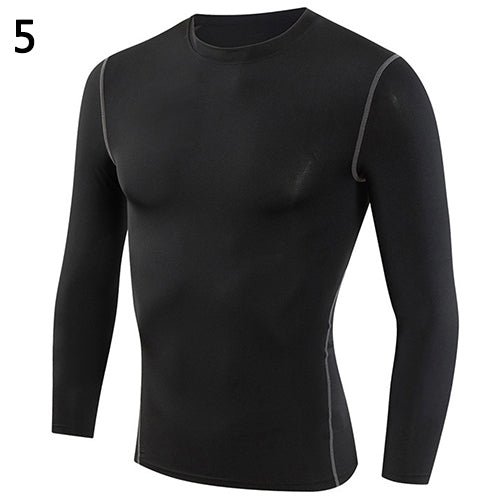 Men's Long Sleeve Crew Neck Base Layer Compression Slim Fit Tee Sports Shirt