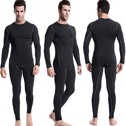 Men's Long Sleeve Crew Neck Base Layer Compression Slim Fit Tee Sports Shirt