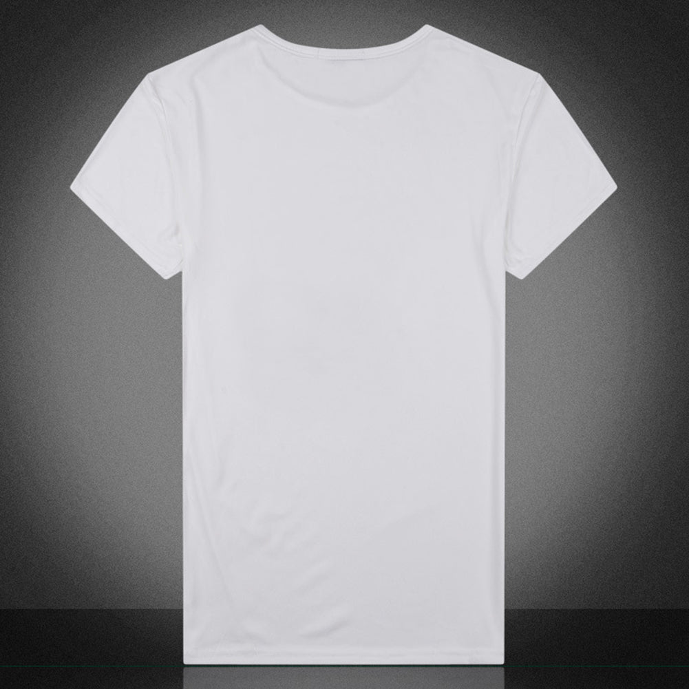 Men Summer Casual Glasses Boy Print Round Neck Hip Pop Short Sleeve Tee T-shirt