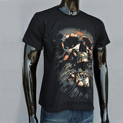 Men's Creative 3D Skull Pattern Casual Short Sleeve T-shirt Round Neck Top