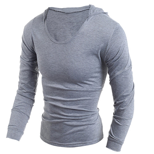 Men Slim Fit Casual Letters Long Sleeve Simple Hooded T-Shirt Top Sportwear