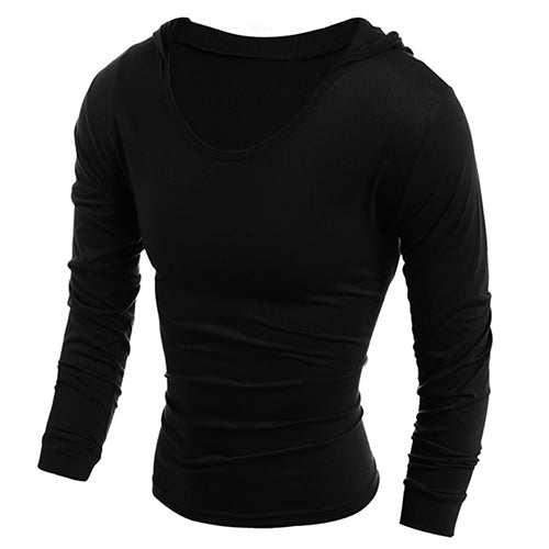 Men Slim Fit Casual Letters Long Sleeve Simple Hooded T-Shirt Top Sportwear