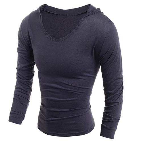 Men Slim Fit Casual Letters Long Sleeve Simple Hooded T-Shirt Top Sportwear